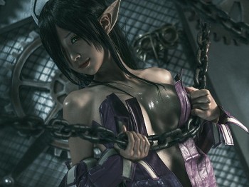 动漫博主蠢沫沫黑兽女王主题私房性感情趣服饰露黑色内衣秀油亮肌肤诱惑写真35P