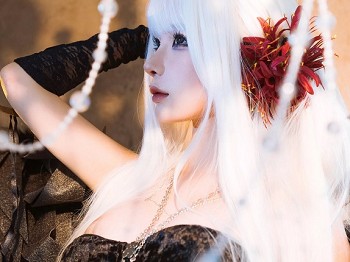 动漫博主蠢沫沫黑天鹅主题性感黑色情趣服饰配黑丝网袜秀完美身材撩人诱惑写真80P