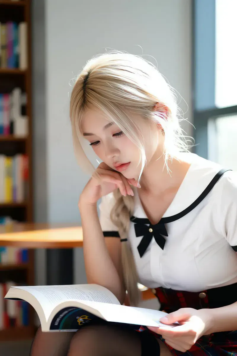 AIG No.002_熙蕾学姐ruby_超美银发短裙美女图书馆 [86P]